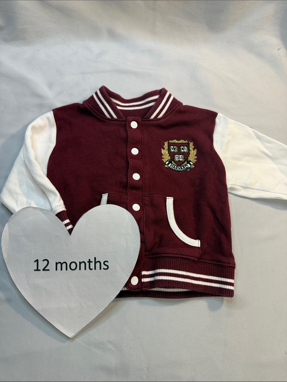 Maroon & White Baby Varsity Jacket with Crest - Kids Hoodie